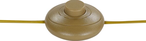 Stojaca lampa biele ľanové tienidlo medený kovový podstavec 155 cm moderné svietidlo glamour štýl