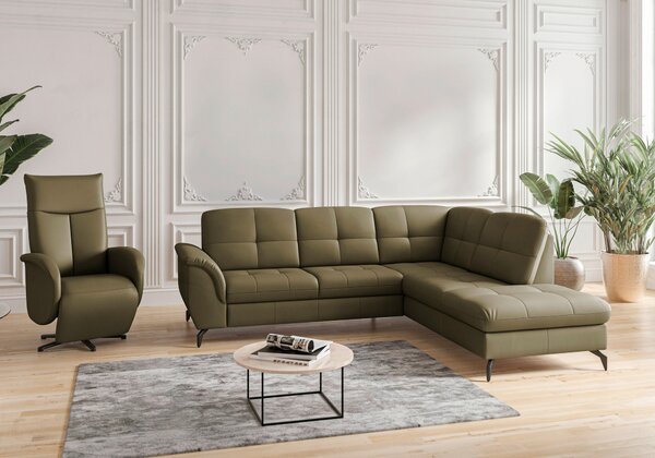 ROHOVÁ SEDAČKA, textil, koža, olivovozelená Sit & More - Sedačky, Online Only