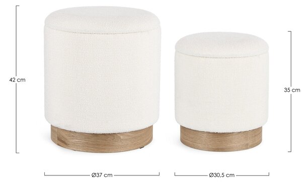 2SET ZOYA biely taburet s úložným priestorom