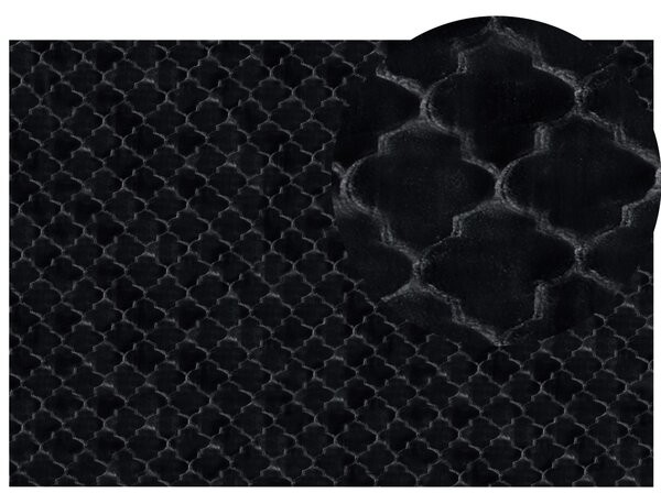Koberec z umelej zajačej kožušiny čierny 160 x 230 cm umelá polyesterová kožušina mäkký huňatý so vzorom a vysokým vlasom