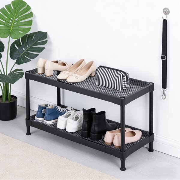 REGÁL NA TOPÁNKY, čierna, 75/40/32 cm MID.YOU - Online Only drobný nábytok, Online Only