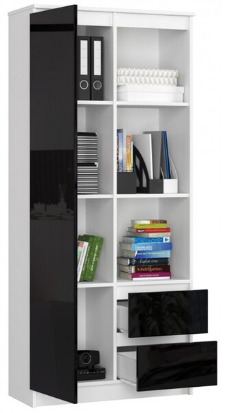 Regál R 80 cm CLP R11 biela/čierna lesk
