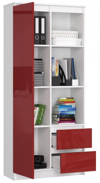 Regál R 80 cm CLP R11 biela/červená lesk