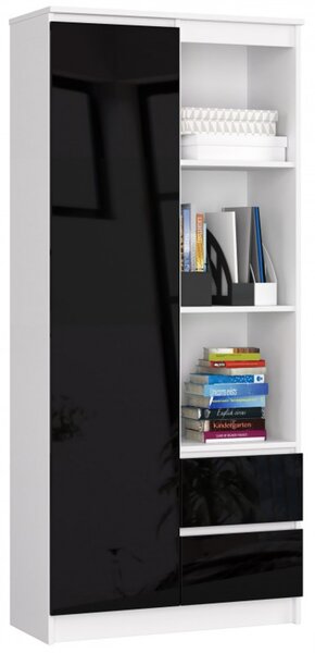 Regál R 80 cm CLP R11 biela/čierna lesk