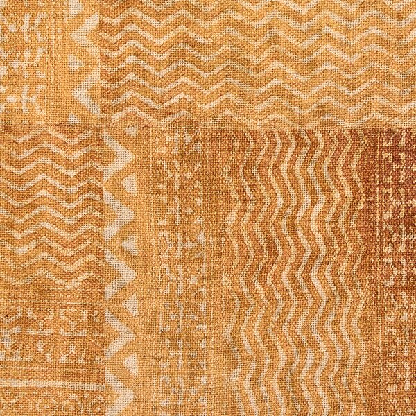 Prikrývka žltá a béžová bavlnená 130 x 180 cm africký vzor prírodný dizajn boho spálňa obývačka