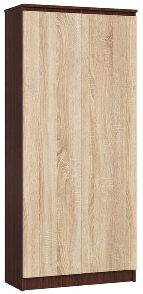 Regál R 80 cm CLP 2 dvierka 8 poličiek wenge/dub sonoma