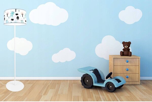 Detská stojacia lampa Bambi, 1x textilné tienidlo so vzorom, (výber z 2 farieb konštrukcie), o