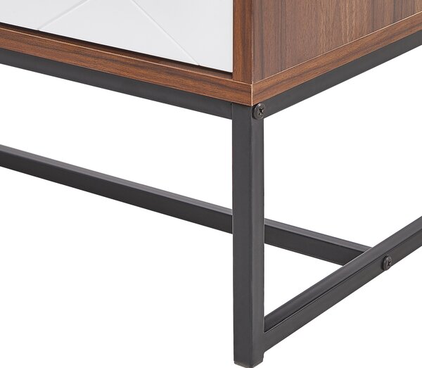 Komoda tmavé drevo biela MDF kov 62 x 112 x 39 cm 3-dverová 3 skrinky úložný priestor moderný štýl obývačka spálňa