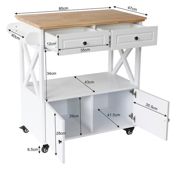 SERVÍROVACÍ VOZÍK, biela, 88/88/47 cm MID.YOU - Barový nábytok, Online Only