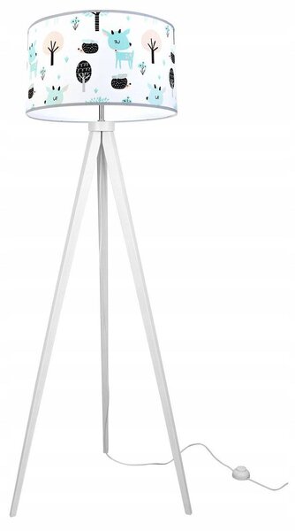 Detská stojacia lampa Bambi, 1x textilné tienidlo so vzorom, (výber z 2 farieb konštrukcie)
