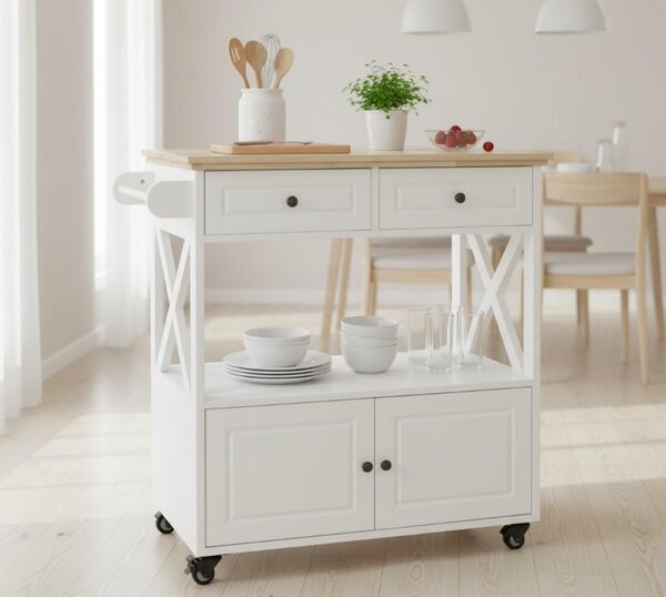 SERVÍROVACÍ VOZÍK, biela, 88/88/47 cm MID.YOU - Barový nábytok, Online Only