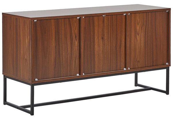 Komoda tmavé drevo biela MDF kov 62 x 112 x 39 cm 3-dverová 3 skrinky úložný priestor moderný štýl obývačka spálňa