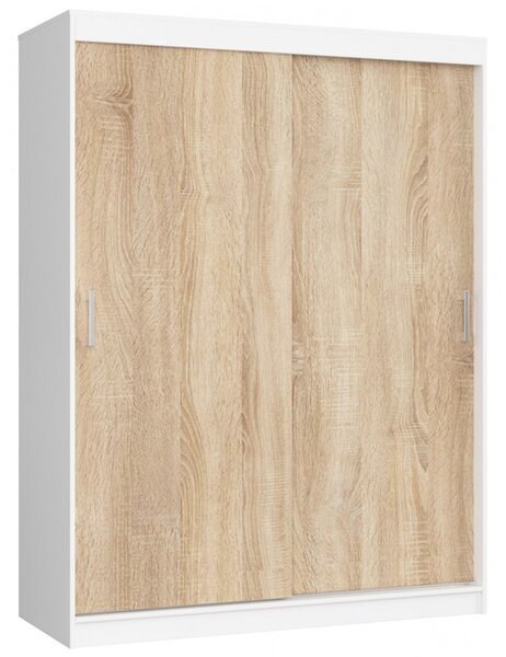 Šatníková skriňa posuvná 150 cm CLP MONO biela/dub sonoma