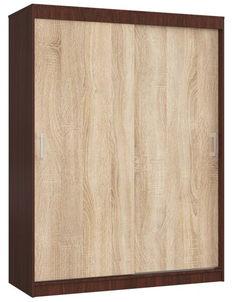 Šatníková skriňa posuvná 150 cm CLP MONO wenge/dub sonoma