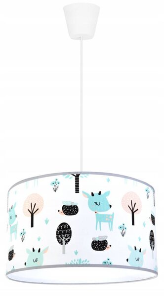 Detské závesné svietidlo Bambi, 1x textilné tienidlo so vzorom