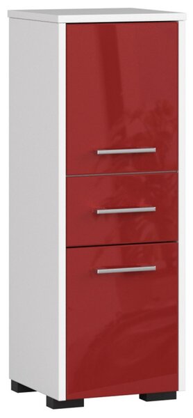 Kúpeľňová skrinka Fin 2D 1SZ biela/červená lesk