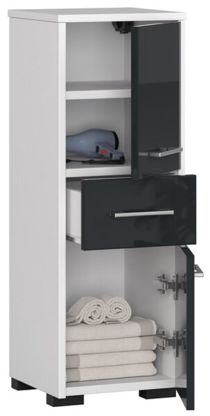 Kúpeľňová skrinka Fin 2D 1SZ biela/grafit lesk
