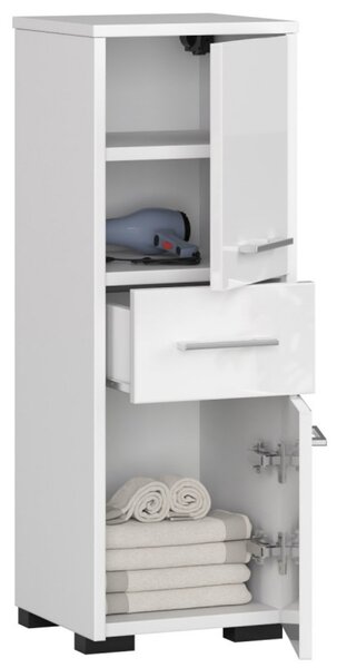 Kúpeľňová skrinka Fin 2D 1SZ biela lesk
