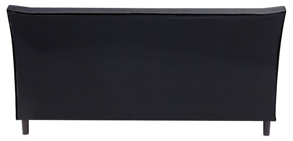 Posteľ tmavosivá látkové čalúnenie 160 x 200 cm prešívané čelo s gombíkmi v štýle Chesterfield lamelový rošt drevené nohy moderný štýl spálňa