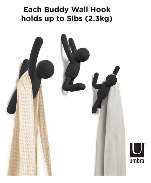 Nástenné plastové háčiky v súprave 3 ks Buddy - Umbra