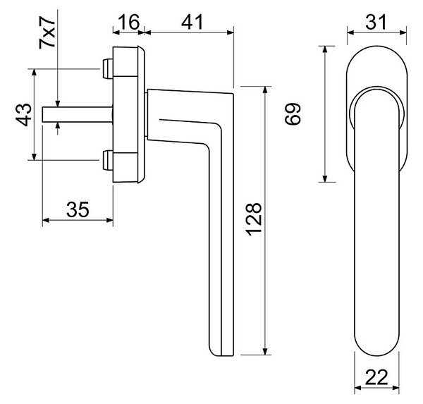 Okenné kovanie RICHTER RHW TIKTAK (F4), DK balkónová kľučka, RICHTER F4 (bronz elox)