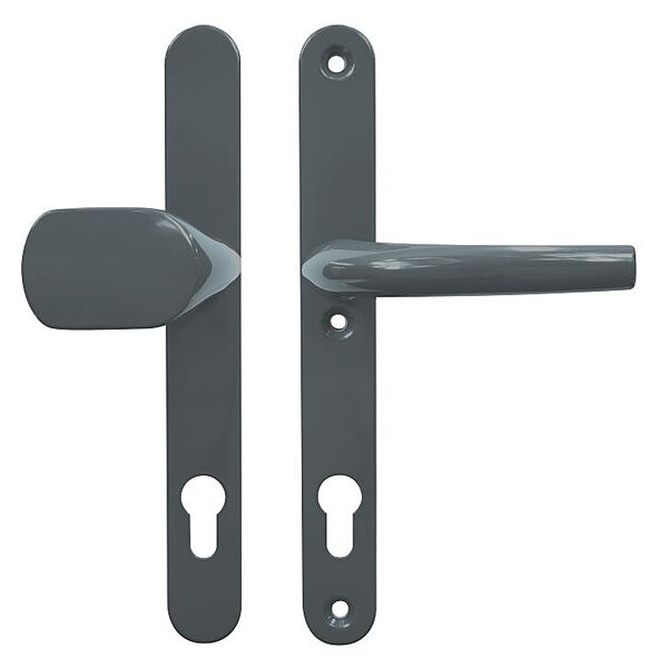 Dverové kovanie pre vstupné dvere RICHTER RHD.005.92 (F7016), madlo/klika, Otvor na cylindrickú vložku PZ, RICHTER antracit, 92 mm