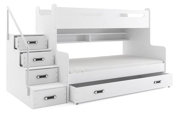 MAX 3 - Poschodová posteľ rozšírená - 200x120cm - Biely - Biely (Nový model s úchytmi!)