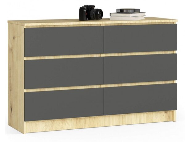 Komoda K120 6SZ artisan oak/šedý grafit