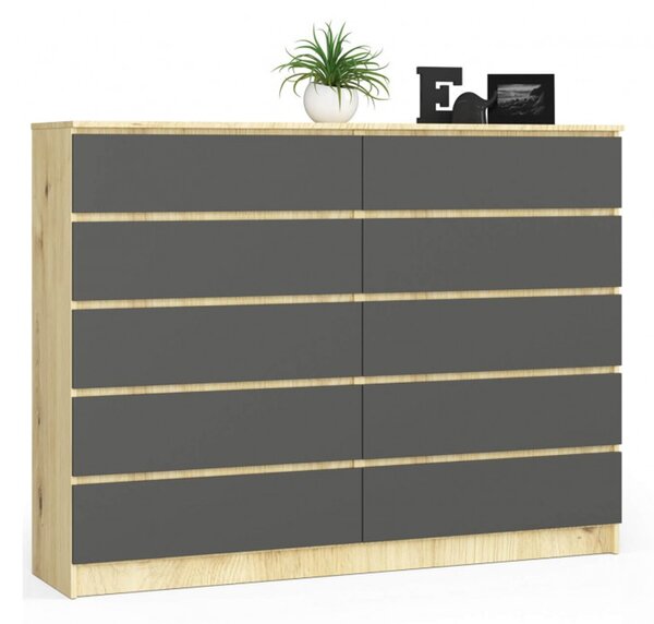 Komoda K160 10SZ artisan oak/šedý grafit