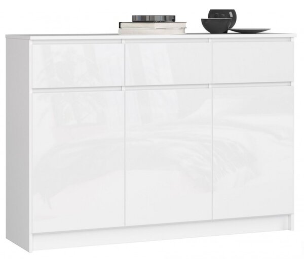 Komoda K140 3D3SZ biela lesk