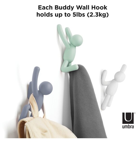 Nástenné plastové háčiky v súprave 3 ks Buddy - Umbra