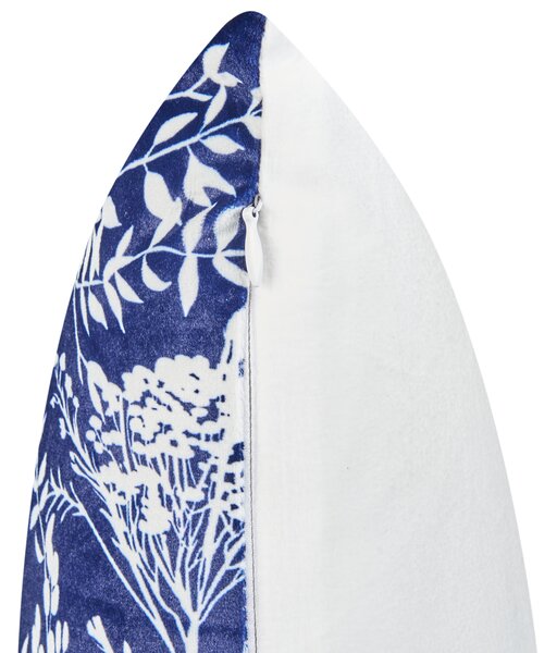 Sada 2 vonkajších dekoratívnych vankúšov modrá polyester 45 x 45 cm rastlinný vzor záhradné doplnky