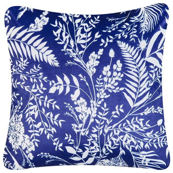 Sada 2 vonkajších dekoratívnych vankúšov modrá polyester 45 x 45 cm rastlinný vzor záhradné doplnky
