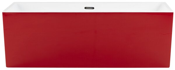 Voľne stojaca vaňa červená biela akrylát 170 x 81 cm obdĺžnikový tvar pre 1 osobu moderný štýl kúpeľňa