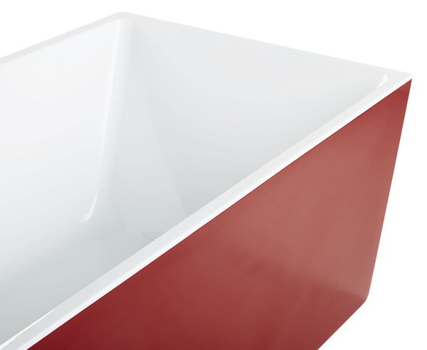 Voľne stojaca vaňa červená biela akrylát 170 x 81 cm obdĺžnikový tvar pre 1 osobu moderný štýl kúpeľňa