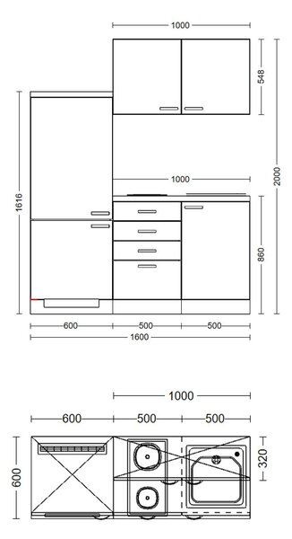 KUCHYNSKÝ BLOK 160 cm FlexWell - Online Only kuchyne, Online Only
