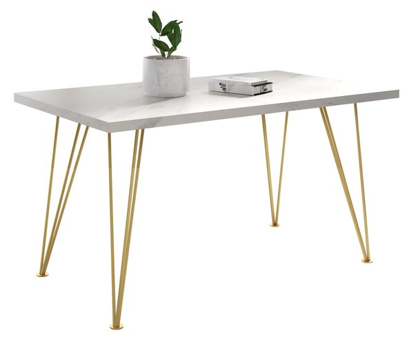Jedálenský stôl SONIA II 120 cm - biela / zlatá