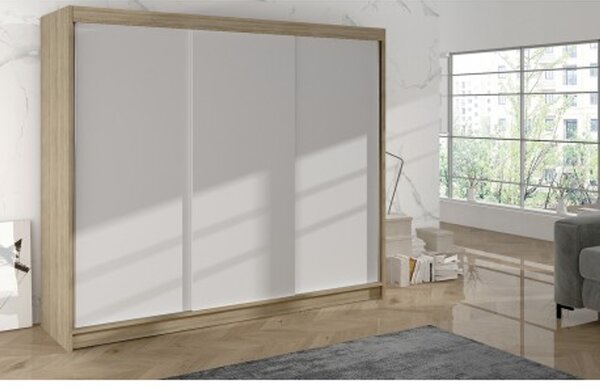 Šatníková skriňa DERBY II - 200 cm Dub sonoma/biela