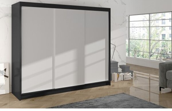 Šatníková skriňa DERBY II - 200 cm Čierna/biela