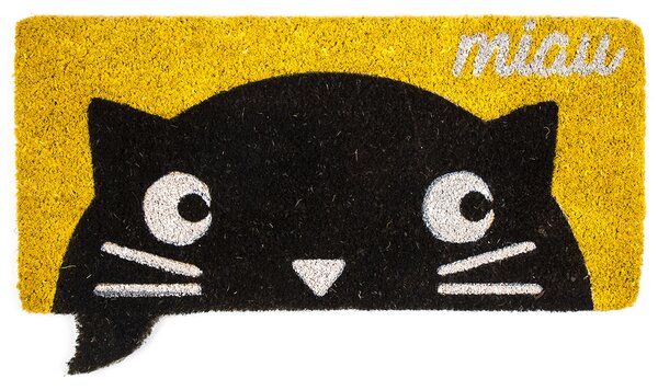 Trade Concept Kokosová rohožka Miau žltá, 32 x 68 cm