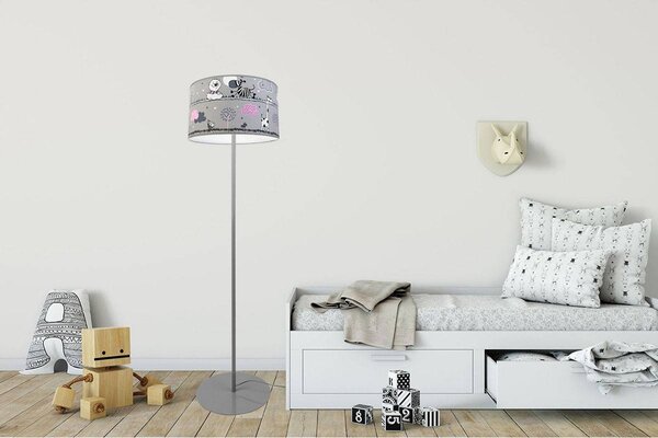 Detská stojacia lampa Ladybird, 1x textilné tienidlo so vzorom, (výber z 2 farieb konštrukcie), o