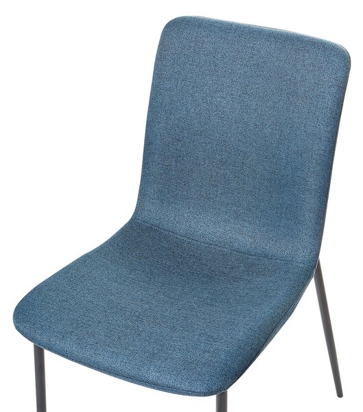 Sada 4 jedálenských stoličiek tmavomodrá látkové čalúnenie polyester železné nohy moderný štýl kuchyňa jedáleň