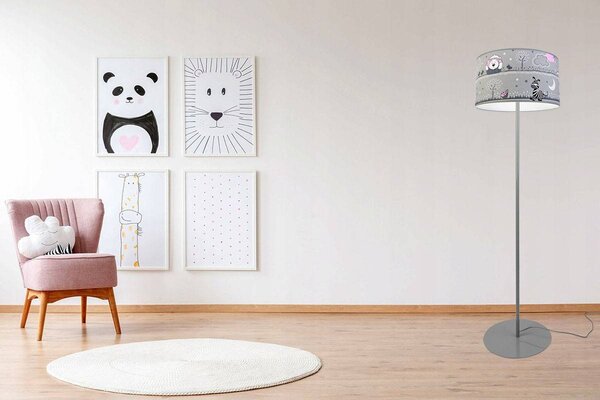 Detská stojacia lampa Ladybird, 1x textilné tienidlo so vzorom, (výber z 2 farieb konštrukcie), o