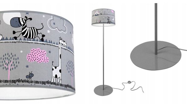 Detská stojacia lampa Ladybird, 1x textilné tienidlo so vzorom, (výber z 2 farieb konštrukcie), o