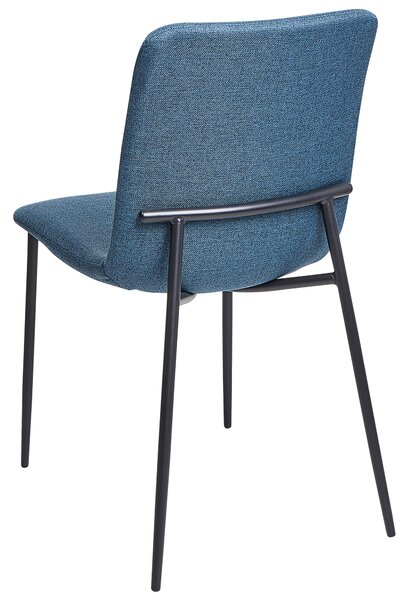 Sada 4 jedálenských stoličiek tmavomodrá látkové čalúnenie polyester železné nohy moderný štýl kuchyňa jedáleň