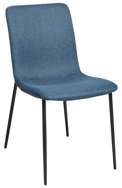 Sada 4 jedálenských stoličiek tmavomodrá látkové čalúnenie polyester železné nohy moderný štýl kuchyňa jedáleň