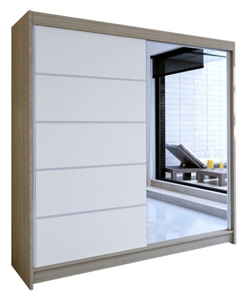 Šatníková skriňa TALIN III šírka 180 cm - dub sonoma/biela