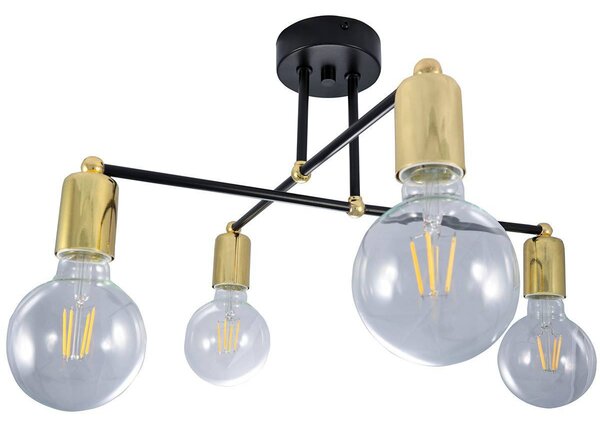 Stropné svietidlo Edison, zlaté telo svietidla
