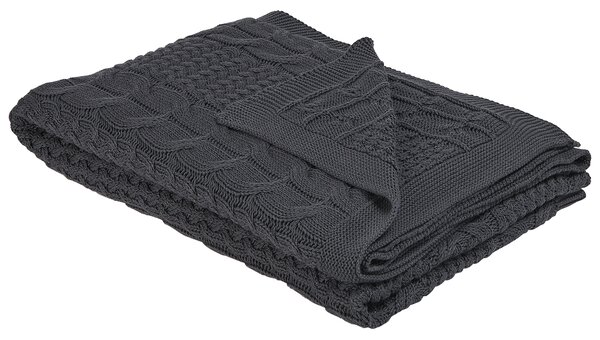 Deka tmavosivá bavlna 140 x 170 cm jednofarebná bez vzoru pletená prikrývka moderný rustikálny štýl obývačka spálňa