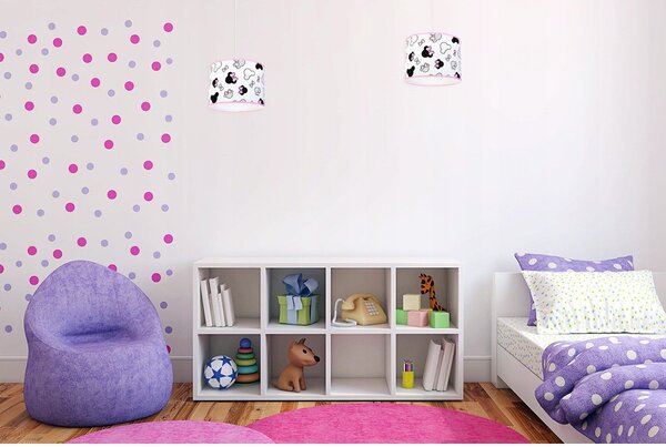 Detské závesné svietidlo Minnie, 1x textilné tienidlo so vzorom